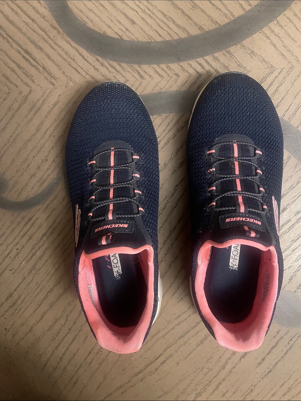 Skechers Women's Navy and Pink Slip-On Athletic Sneakers